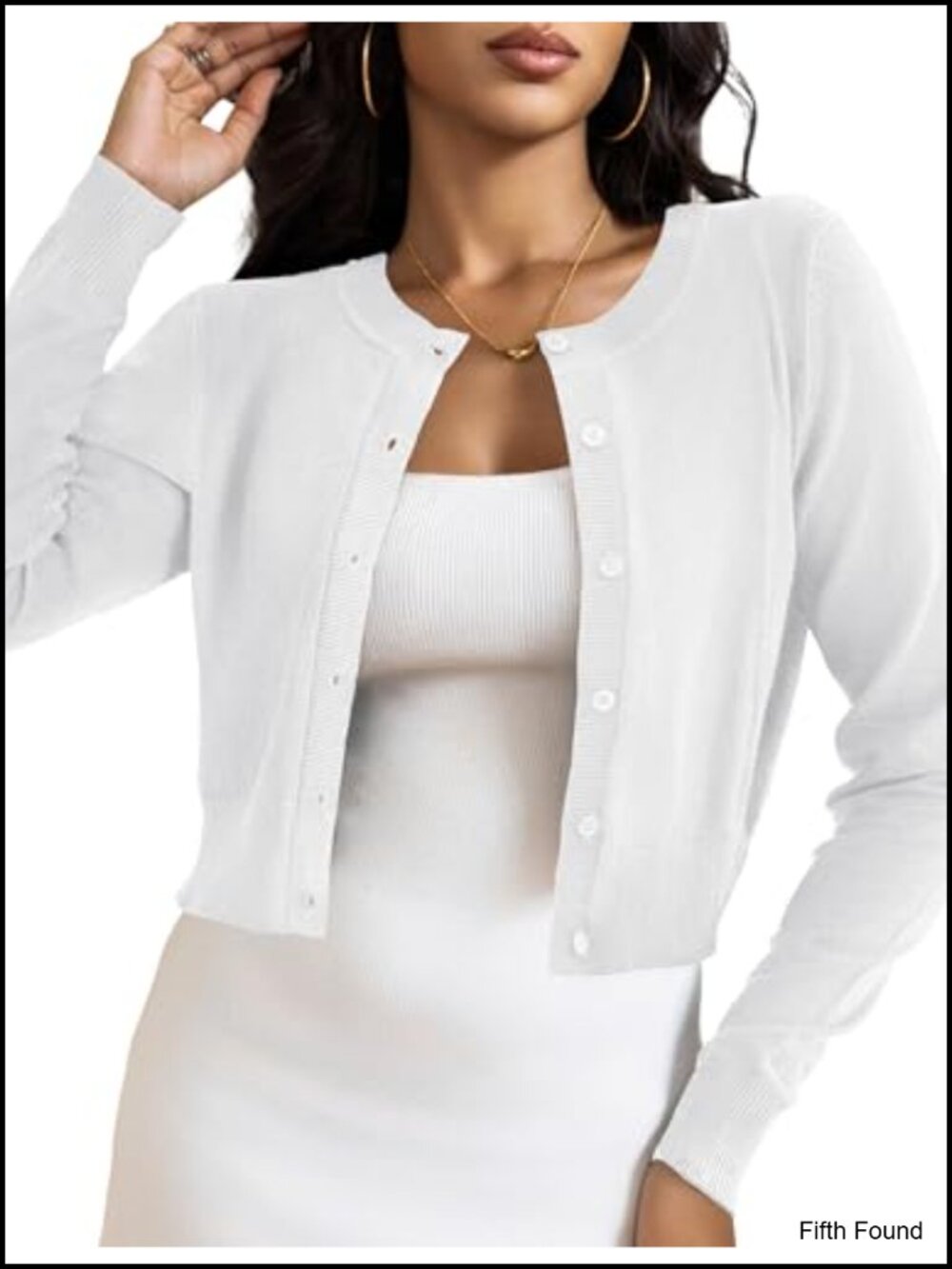Womens Cropped Button Down Cardigan Bolero Shrug Long Sleeve Knit